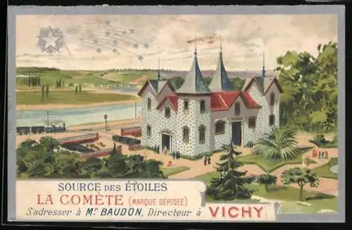 Vertreterkarte Source des Etoiles La Comete in Vichy, Rückseite mit Preisliste