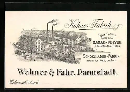 Vertreterkarte Kakao-Fabrik Wehner & Fahr, Darmstadt, Blick auf das Werk