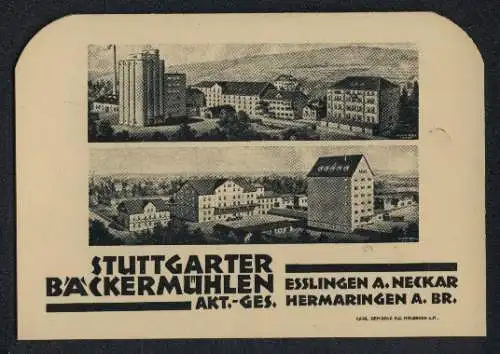 Vertreterkarte Esslingen a. N., Stuttgarter Bäckermühlen A.G., Blick auf die Mühle