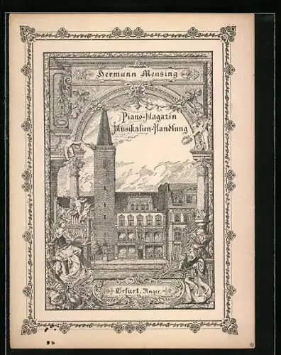 Vertreterkarte Erfurt, Piano-Magazin Musikalien-Handlung Hermann Mensing, Blick auf den Anger