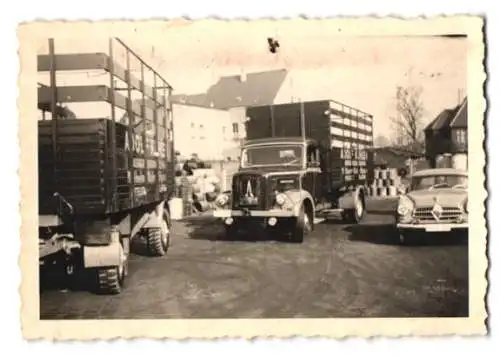 15 Fotografien Ansicht Mülheim-Styrum, Mittelstrasse 7, Lastwagen-Fuhrpark Fa. A. Kuhlen, Magirus, Mercedes Benz, Büssing