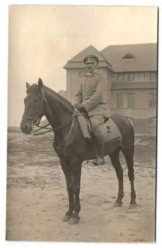 5 Fotografien 1.WK, Ansicht Posen, Hauptmann Gustav Stengel zu Pferd und nebst Stabs-Offzieren um 1914