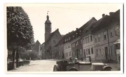 3 Fotografien A. Schunke, Delitzsch, Ansicht Weissensee / Thüringen, Ortsansichten mit Marktplatz, Kirche & Auto