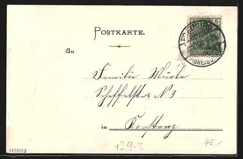 Passepartout-Lithographie Freiburg i. B., Münster, Nachtwächter wünscht Prosit Neujahr