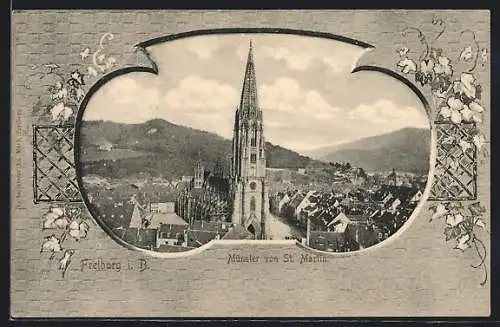 AK Freiburg / Breisgau, Münster von St. Martin in schönem Rahmen