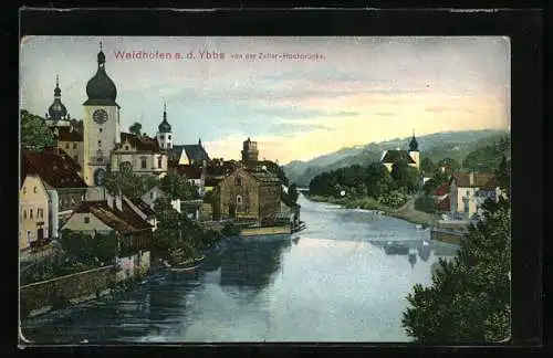 AK Waidhofen a. d. Ybbs, Blick von der Zeller Brücke auf den Ort