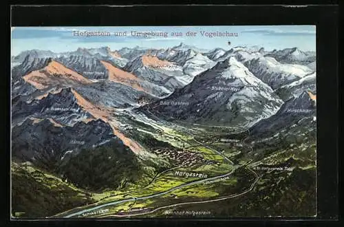 AK Hofgastein, Talansicht mit der Umgebung aus der Vogelschau