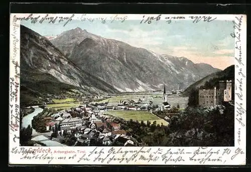 AK Landeck, Arlbergbahn mit Flusspartie
