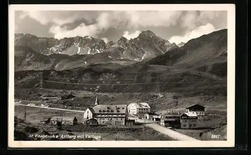 AK St. Christoph a. Arlberg, Blick zum Ort mit Valluga
