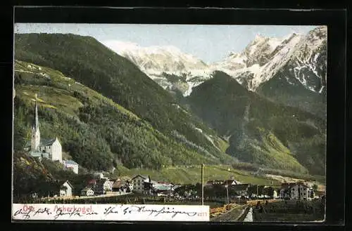 AK Ötz, Ortsansicht gegen den Acherkogel