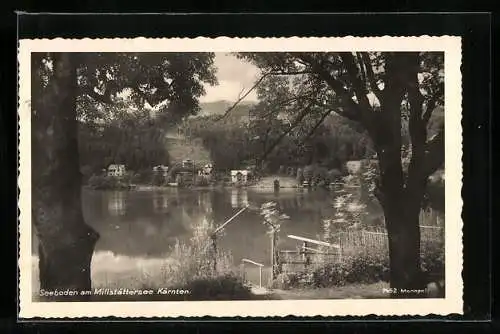 AK Seeboden am Millstättersee, Blick über den See auf den Ort