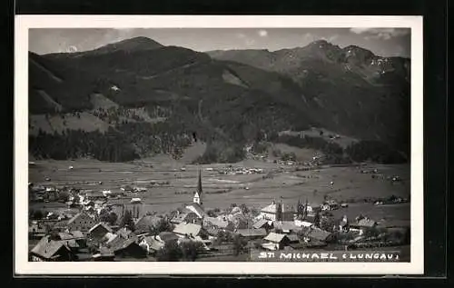 AK St. Michael /Lungau, Ortsansicht mit Kirche aus der Vogelschau