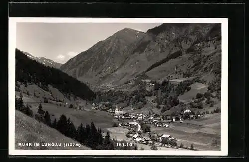 AK Muhr im Lungau, Ortsansicht mit Kirche aus der Vogelschau