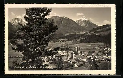 AK Kötschach, Ortsansicht m. Gellon u. Rauchkofel