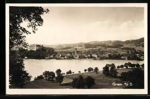 AK Grein a. d. D., Blick über das Wasser auf den Ort
