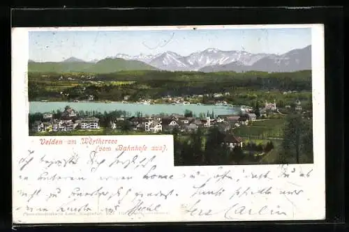 AK Velden am Wörthersee, Ortsansicht vom Bahnhof gesehen