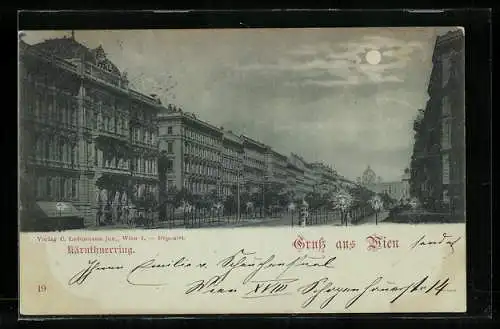 Mondschein-AK Wien, Blick auf den Kärnthnerring