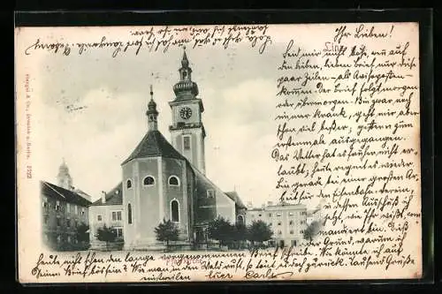 AK Linz a. D., Blick auf die Pfarrkirche