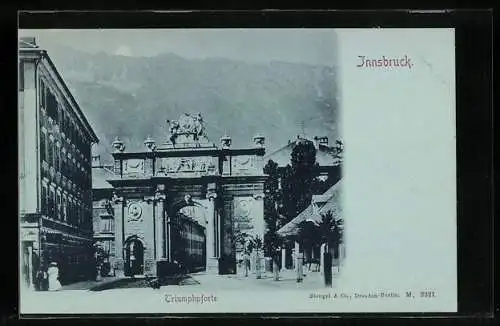 Mondschein-AK Innsbruck, Blick auf die Triumphpforte