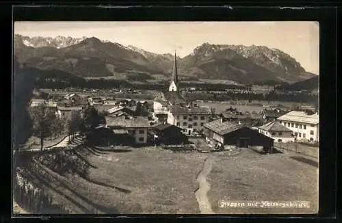 AK Kössen, Panorama mit Kaisergebirge