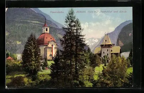 AK Böckstein, Tauernbahn, Jagdschloss und Kirche
