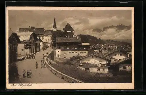 AK Kitzbühel, Ortsansicht mit Kirche