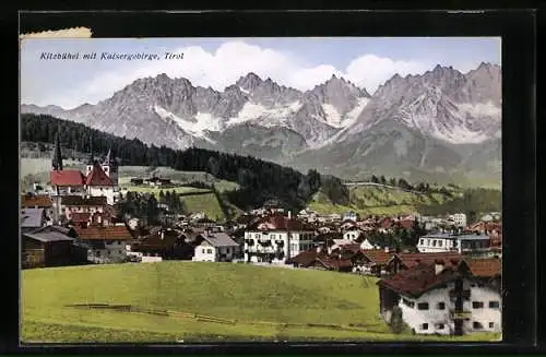 AK Kitzbühel, Panorama gegen das Kaisergebirge