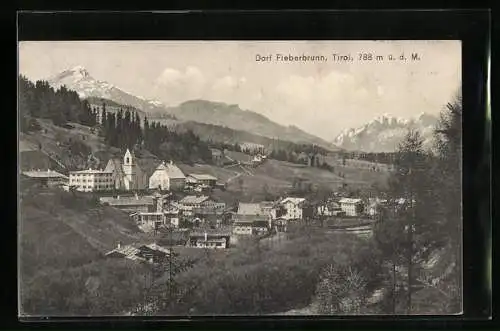 AK Fieberbrunn /Tirol, Ortsansicht mit Kirche aus der Vogelschau