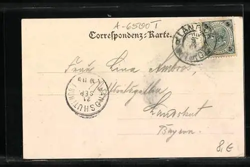 AK Landeck, Ortsansicht mit Brücke