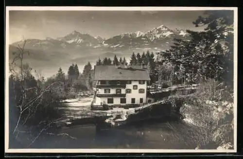 AK Innsbruck, Hungerburgseehof aus der Vogelschau