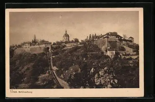 AK Graz, Schlossberg mit Bergbahn
