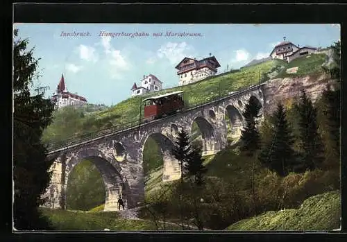AK Innsbruck, Hungerburgbahn mit Mariabrunn, Viadukt