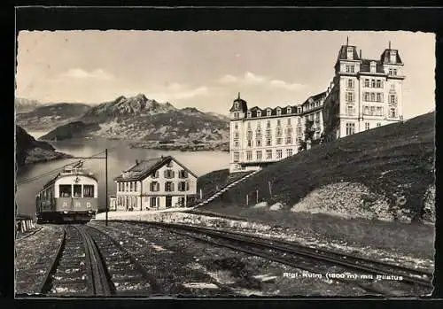 AK Rigi-Kulm, Hotel und Bergbahn mit Pilatus