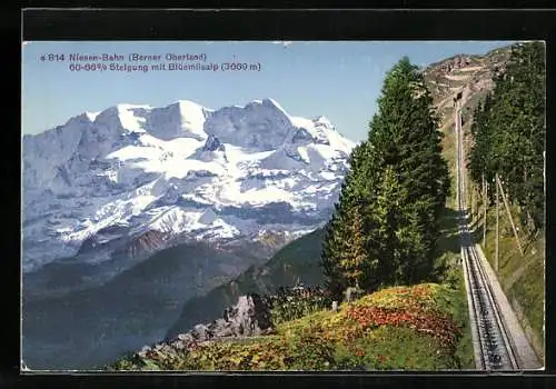 AK Blüemlisalp, Panorama mit Niesen-Bahn
