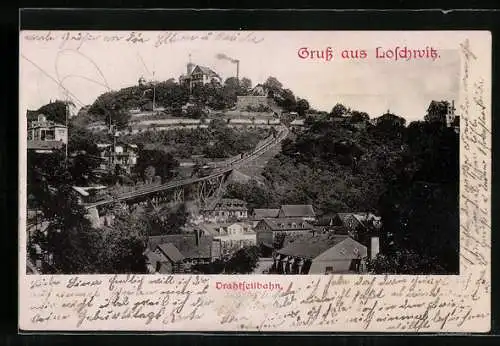 AK Loschwitz, Teilansicht mit Drahtseilbahn