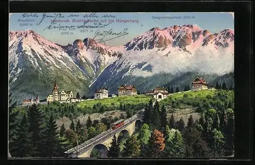 AK Innsbruck, Drahtseilbahn auf die Hungerburg mit Bergpanorama