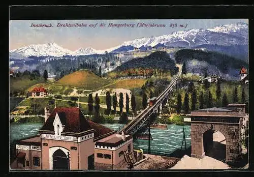 AK Innsbruck, Drahtseilbahn auf die Hungerburg, Mariabrunn