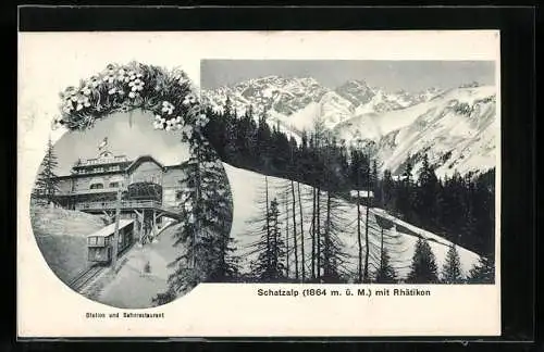 AK Schatzalp, Station der Bergbahn und Bahnrestaurant am Rhätikon