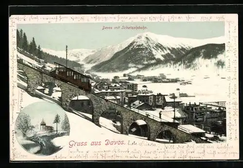 AK Davos, Bergbahn Schatzalpbahn im Winter