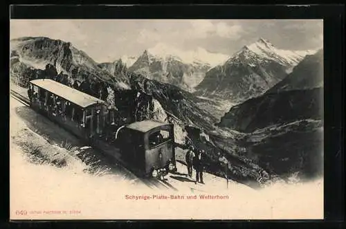 AK Blick auf die Schynige-Platte-Bergbahn und Wetterhorn