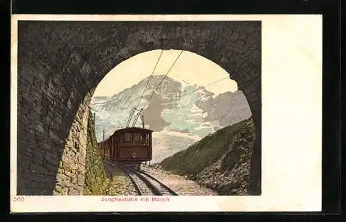 AK Jngfraubahn mit Mönch, Tunneleingang