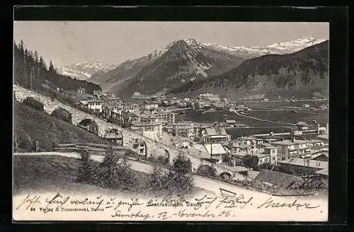 AK Davos, Teilansicht mit Drahtseilbahn