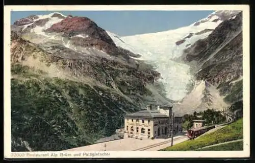 AK Alp Grüm, Restaurant und Palügletscher mit Bergbahn