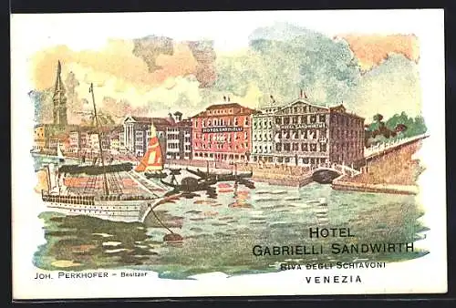 Künstler-AK Venezia, Hotel Gabrielli Sandwirth