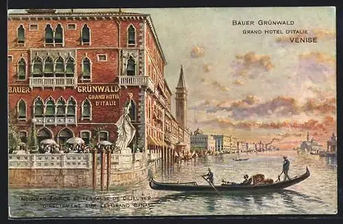 AK Venise, Bauer Grünwald Grand Hotel d`Italie sur le Grand Canal