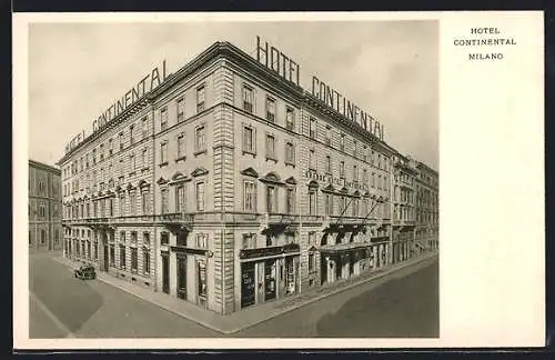 AK Milano, Hotel Continental, Strassenpartie