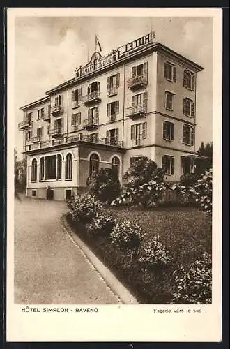AK Baveno, Hotel Simplon, Facade vers le sud