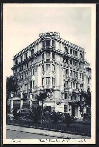 AK Genova, Strassenpartie am Hotel Londra & Continentale