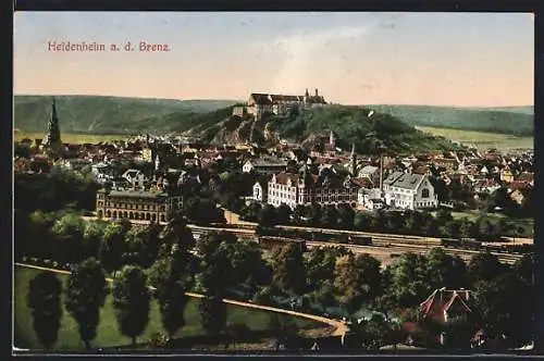 AK Heidenheim a. d. Brenz, Teilansicht mit Kirche