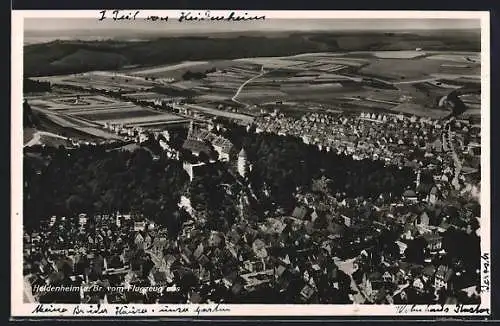 AK Heidenheim a. Br., Teilansicht mit Schloss, Fliegeraufnahme